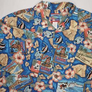 Joe Kealoha Original Men's Short Sleeve Hawaiian Rayon Shirt XL Tropical Fish
